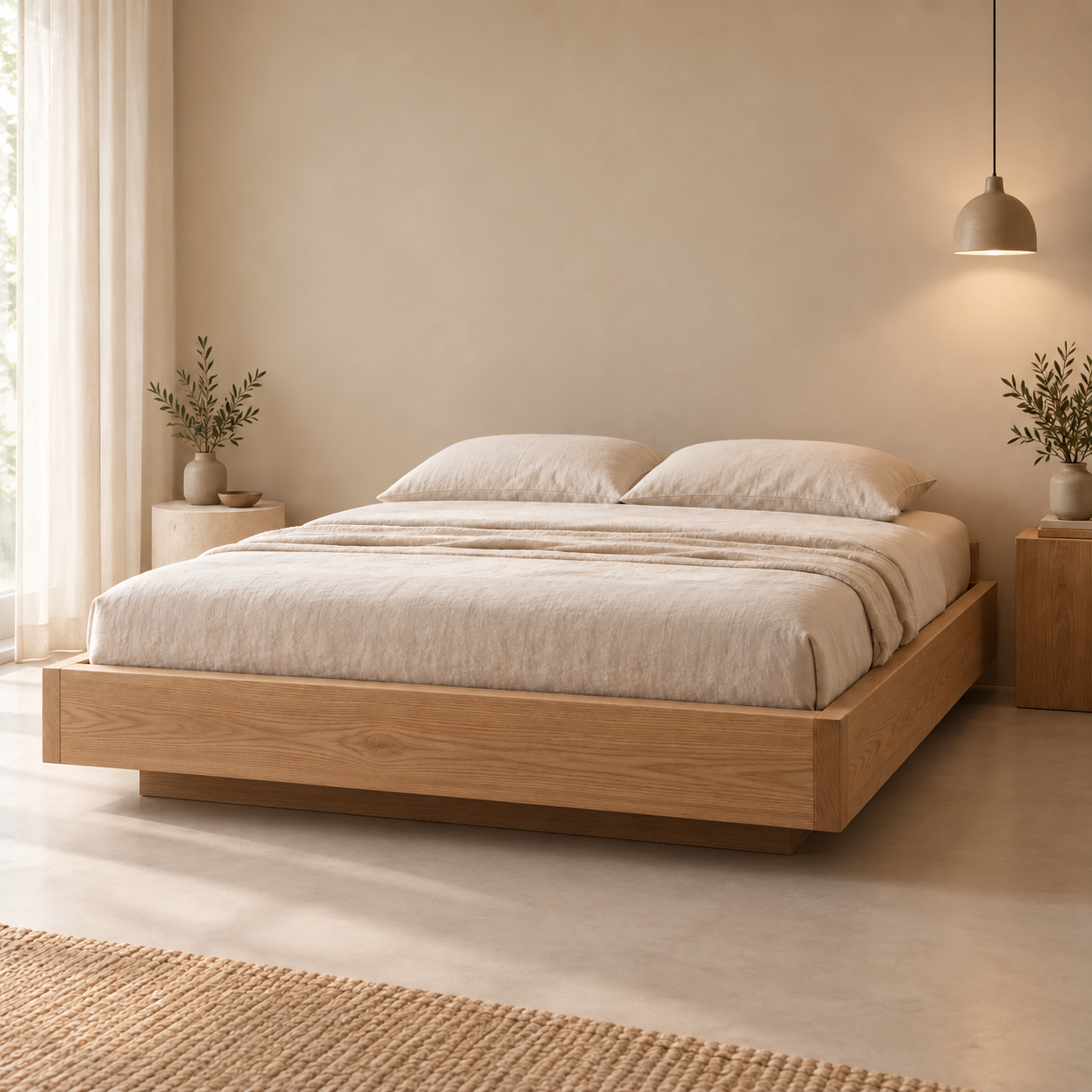 NØR eiken bed in rustig interieur